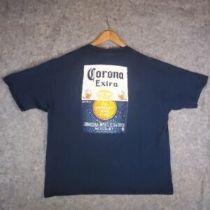 Vintage Corona Extra Shirt Mens XXL Blue Beer Promo Alcohol Spellout